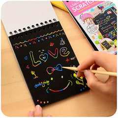 DIY Magic Rainbow Scraping Painting Art Scratch Paper Graffiti Stencil Drawing