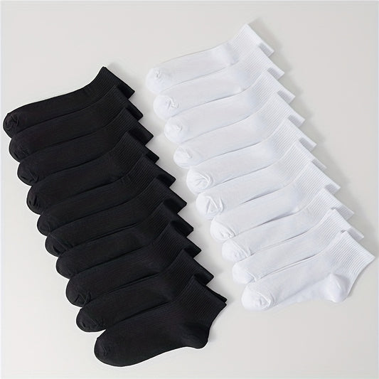 20 Pairs Comfy & Breathable Solid Socks Women's Stockings