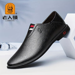 LAORENTOU Men's Leather Slip On Loafer Shoes Lightweight Soft Sole Dress Shoes