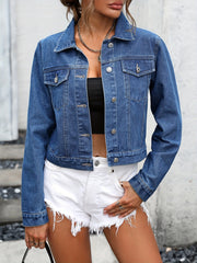 Women's Long Sleeve Denim Coat Single Button Lapel