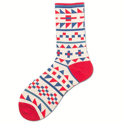 6 Pairs Geometric Pattern Socks Street Socks Women's Stockings