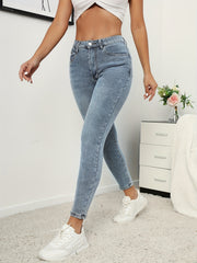 High Waist Skinny Jeans Slash Pockets High Rise Denim Pants