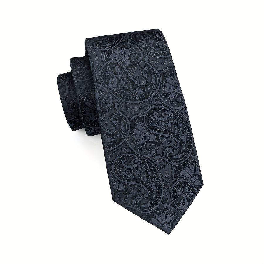Men's Floral Tie Set with Handkerchief and Clip
