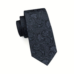 Men's Floral Tie Set with Handkerchief and Clip