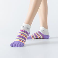 Cartoon Puppy Yoga Socks Non-slip Five Toe Dance Socks