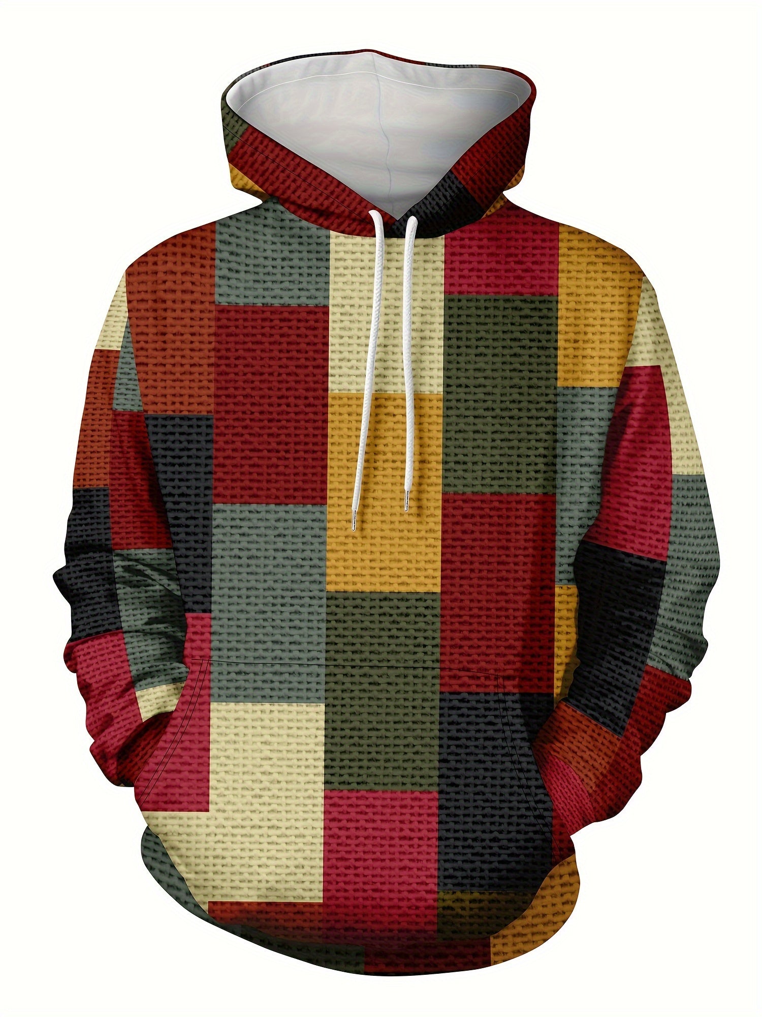 Geometry Print Hoodies For Men Graphic Hoodie Comfy Loose Hooded Pullover