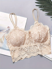 3pcs Lace Wireless Bras Comfy Scallop Trim Bra