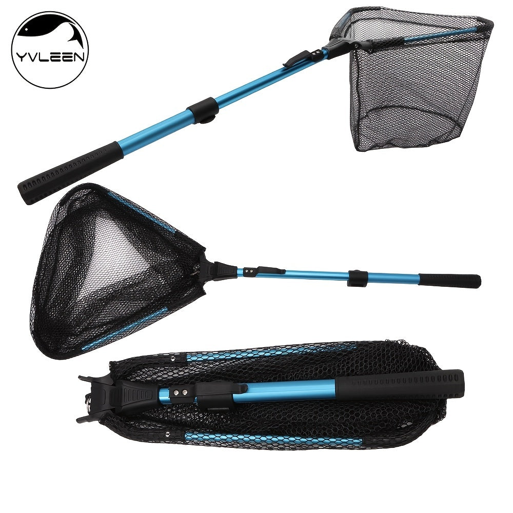 YVLEEN Folding Fishing Net Aluminum Telescopic Pole Nylon Mesh 16in Hoop