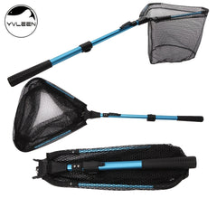 YVLEEN Folding Fishing Net Aluminum Telescopic Pole Nylon Mesh 16in Hoop