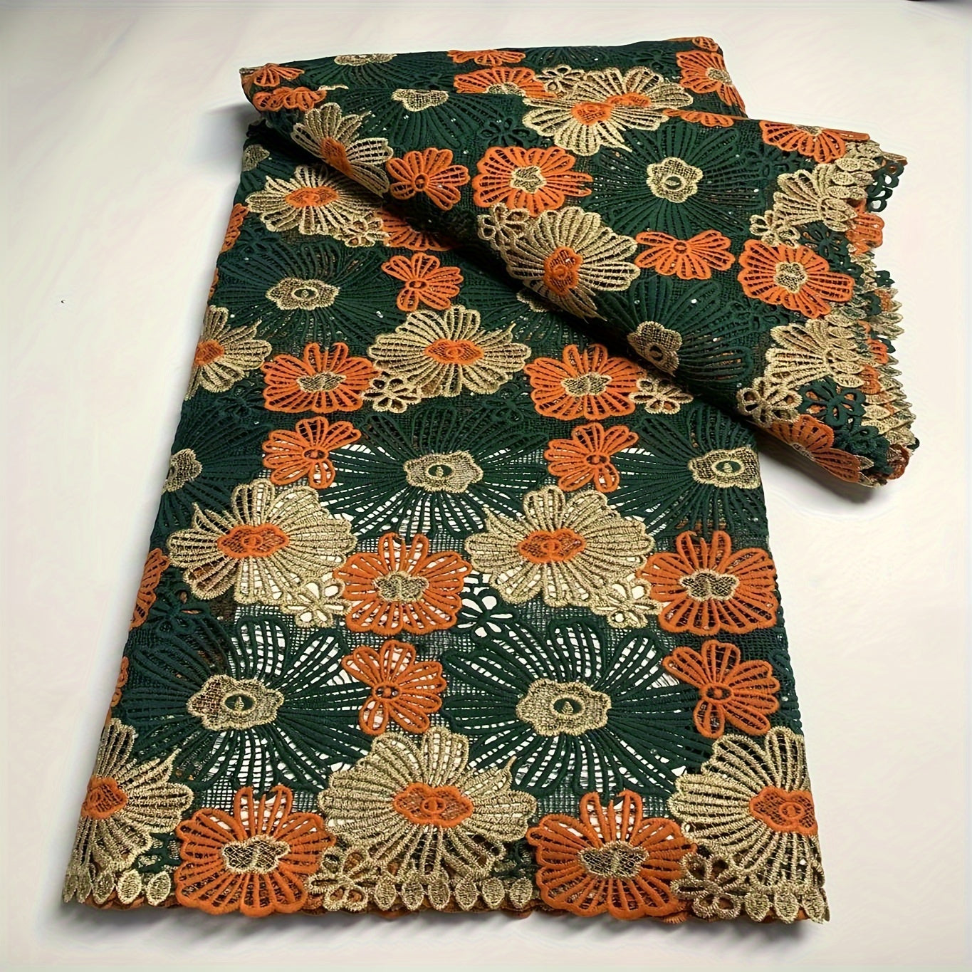 Polyester Embroidery African Lace Fabric Guipure Cord Celebration Cotton Lace