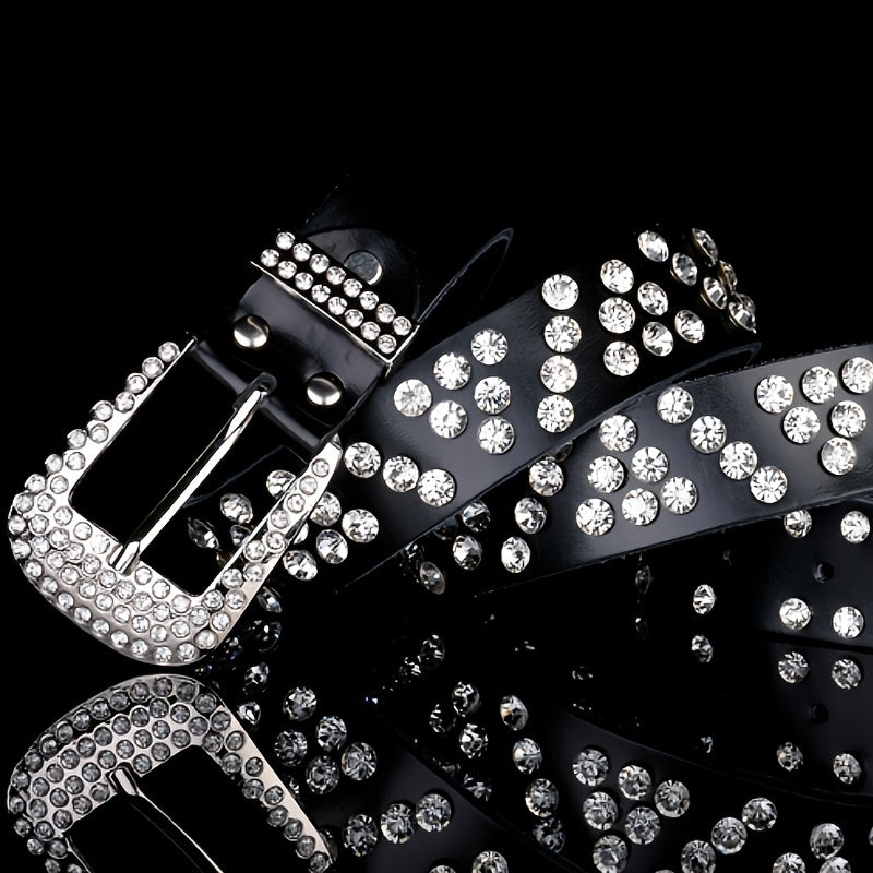 Women's Rhinestone Jeans Belt Wide Trim Fashion Glitter Studded