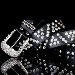 Women's Rhinestone Jeans Belt Wide Trim Fashion Glitter Studded