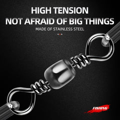 50pcs Barrel Swivel High Speed 8 Ring Fishing Connector Accessories