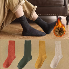 Men's Solid Crew Socks Warm Thermal Breathable Comfy Casual Unisex Socks