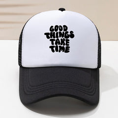 Men's Word Printing Baseball Cap Mesh Breathable Truck Cap