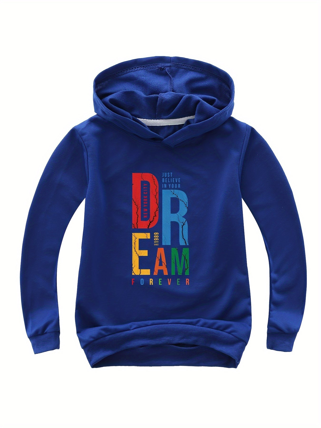 Alphabets Pattern V Neck Long Sleeve Sweatshirt Hooded Pullover