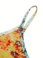 Summer Casual Wide Leg Jumpsuit All Over Print Spaghetti Strap