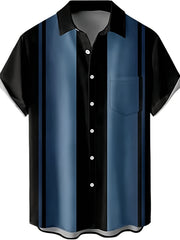 Stripe Print Men's Short Sleeve Shirt