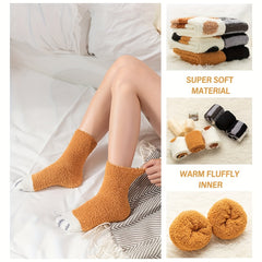 6 Pairs Men's Cartoon Claw Crew Socks Plush Warm Thermal Comfy Unisex Socks