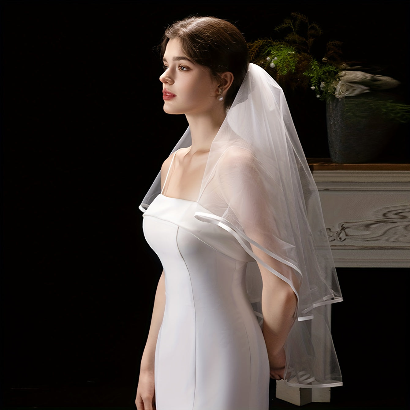 Romantic Short Wedding Veil for Women Hand Wash