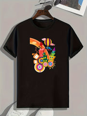 Cartoon Pattern Men's Sports T-shirt Graphic Tee for Fitness Activities