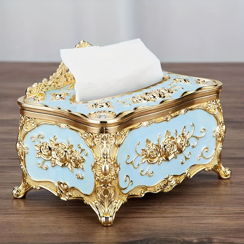 Rose Crown Tissue Box Holder for Home Living Room Hotel Bar Toilet Bath