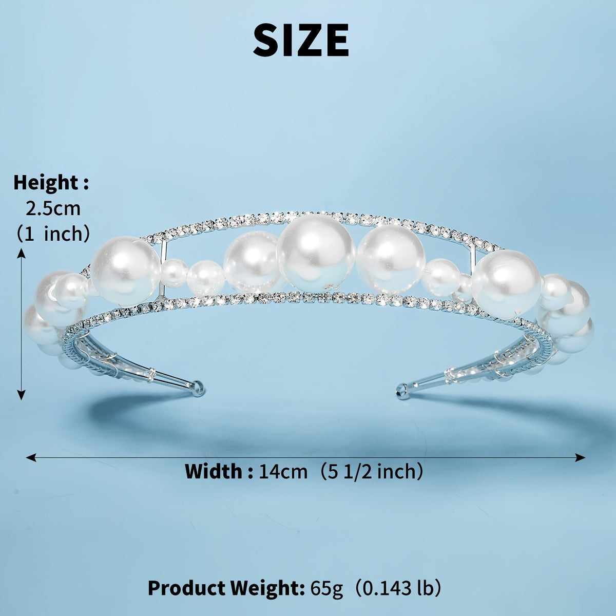 Bridal Pearl Crown Rhinestone Hair Jewelry Baroque Headpiece