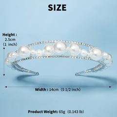 Bridal Pearl Crown Rhinestone Hair Jewelry Baroque Headpiece