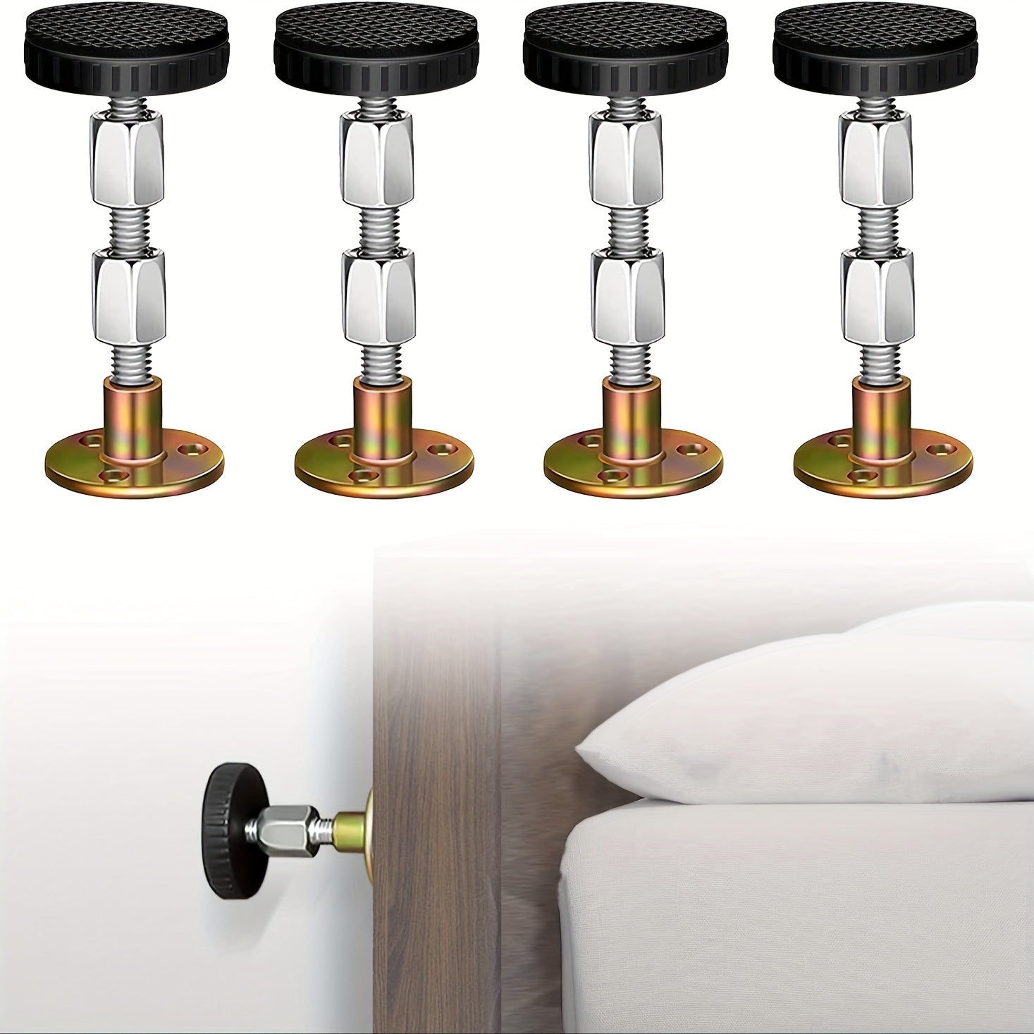 4pcs Headboard Stoppers For Wall Adjustable Threaded Bed Frame Anti Shake Tool