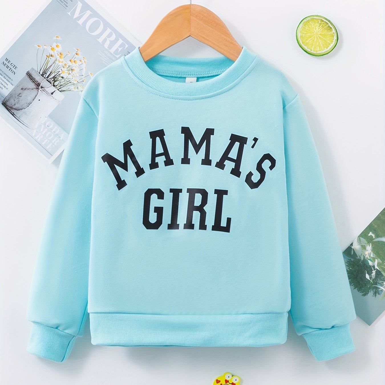Girls 'Mama's Girl' Print Sweatshirt Top for Sports Casual Outfit
