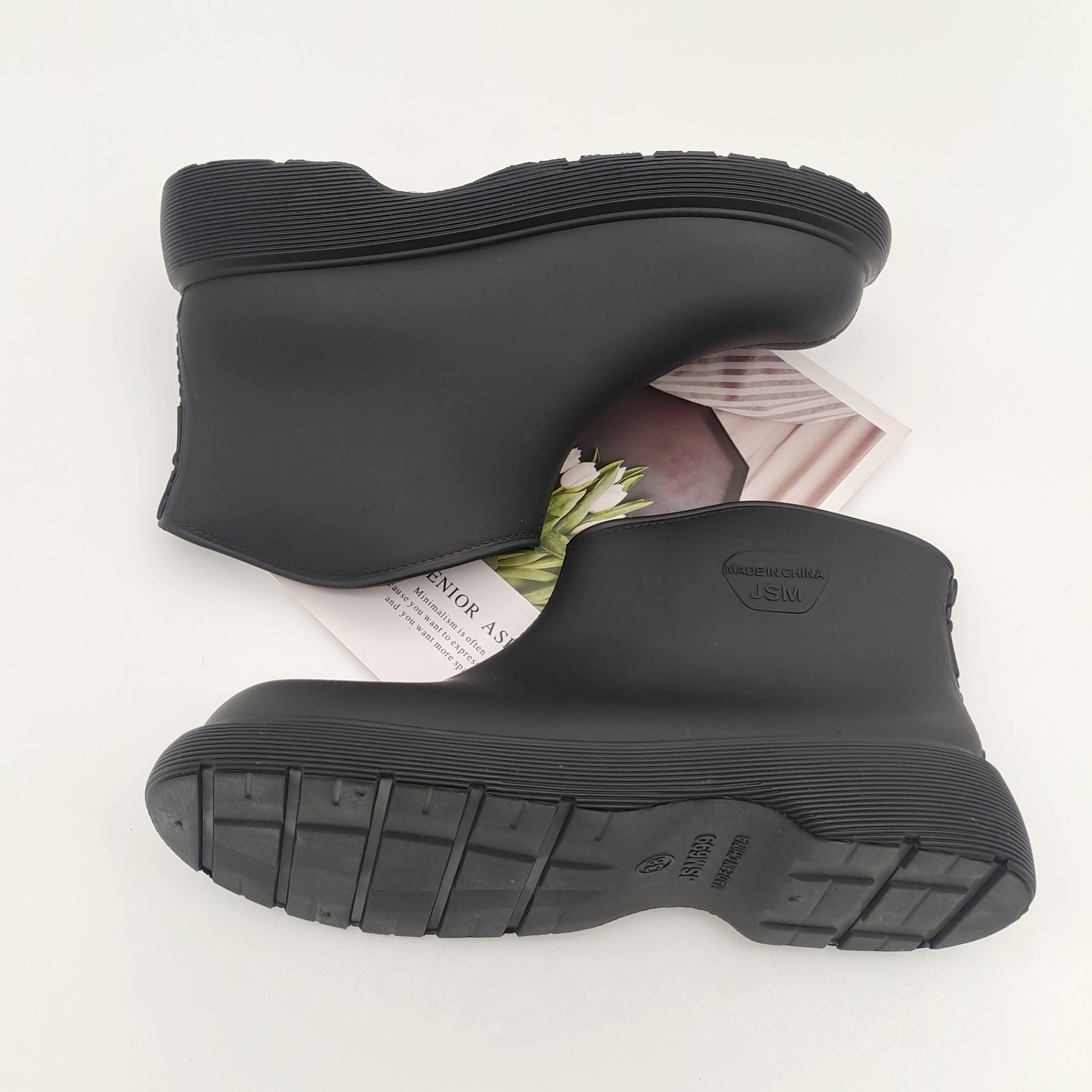 Women's Waterproof Ankle Rain Boots Slip On Water Shoes