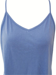 Solid V Neck Cami Jumpsuit With Pockets
