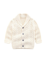 Kids Cable Knit V Neck Cardigan Winter Outwear