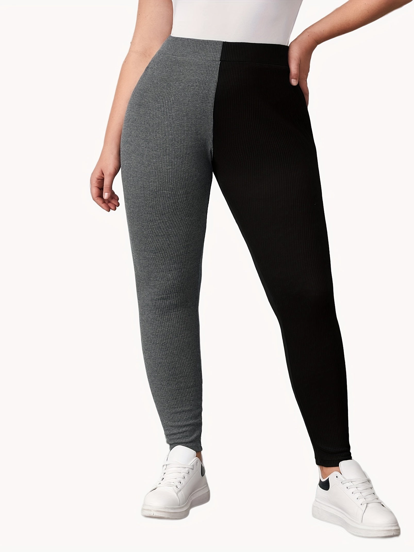 Colorblock Ribbed High Rise Yoga Leggings
