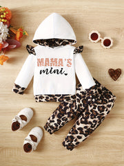 Leopard Pattern Baby Girls Hoodie and Pants Set for Winter