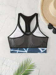 Retro Bikini Top Women's Plus Size Graphic Print Mesh Racer Back Swimwear