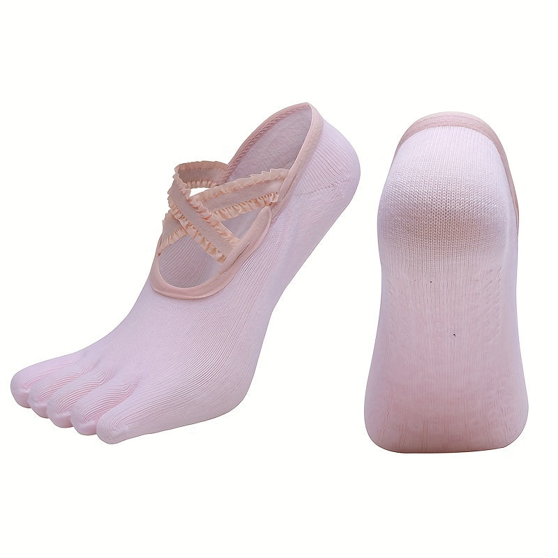 5 Toe Yoga Socks Cross Strap Dance Socks Sports Full Toe Floor Sock