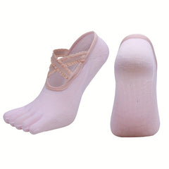 5 Toe Yoga Socks Cross Strap Dance Socks Sports Full Toe Floor Sock