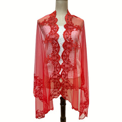 Floral Embroidery Shawl Large Cape for Wedding Bridal