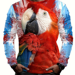Parrot 3d Print Men's Long Sleeve Novelty T shirt For Autumn