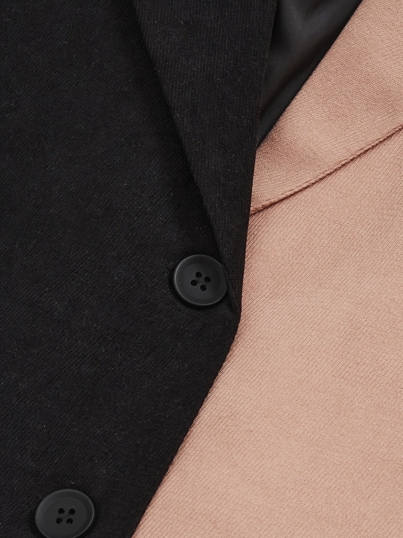 Colorblock Lapel Collar Button Front Blazer Plus Size