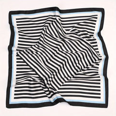 Striped Bandana Classic Print Square Scarf Head Wrap Women Satin Neckerchief Hai