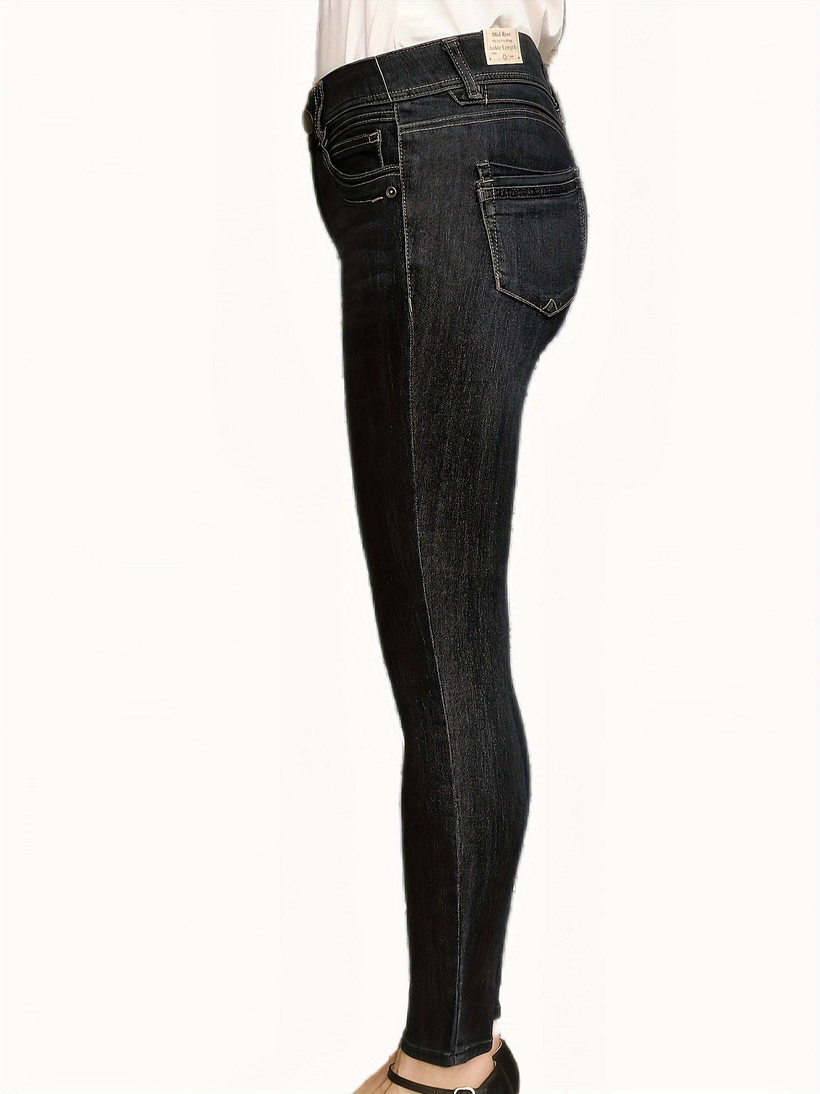 Washed Button Fly Stretch Skinny Jeans