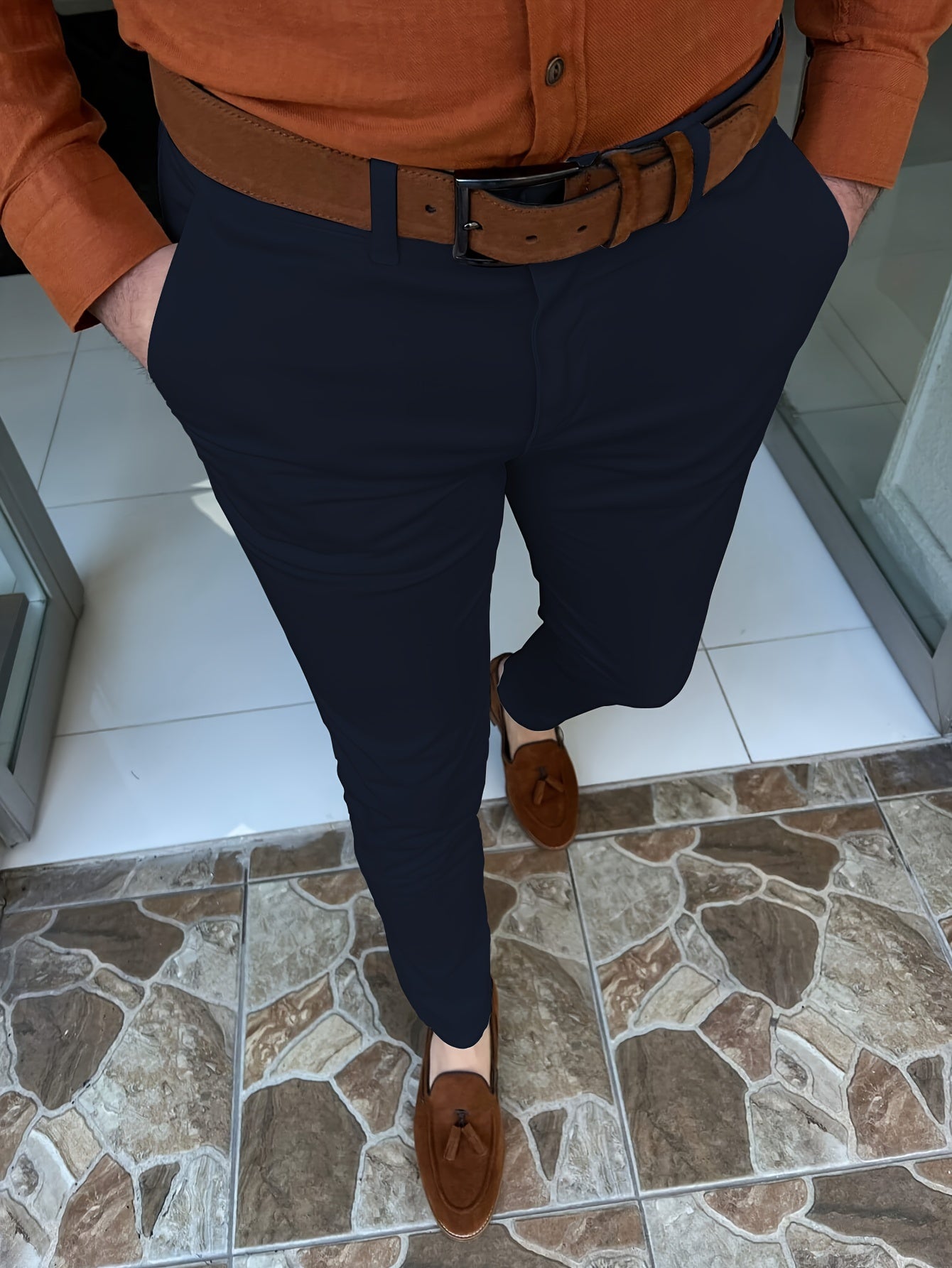 Vintage Style Stretch Dress Pants for Men