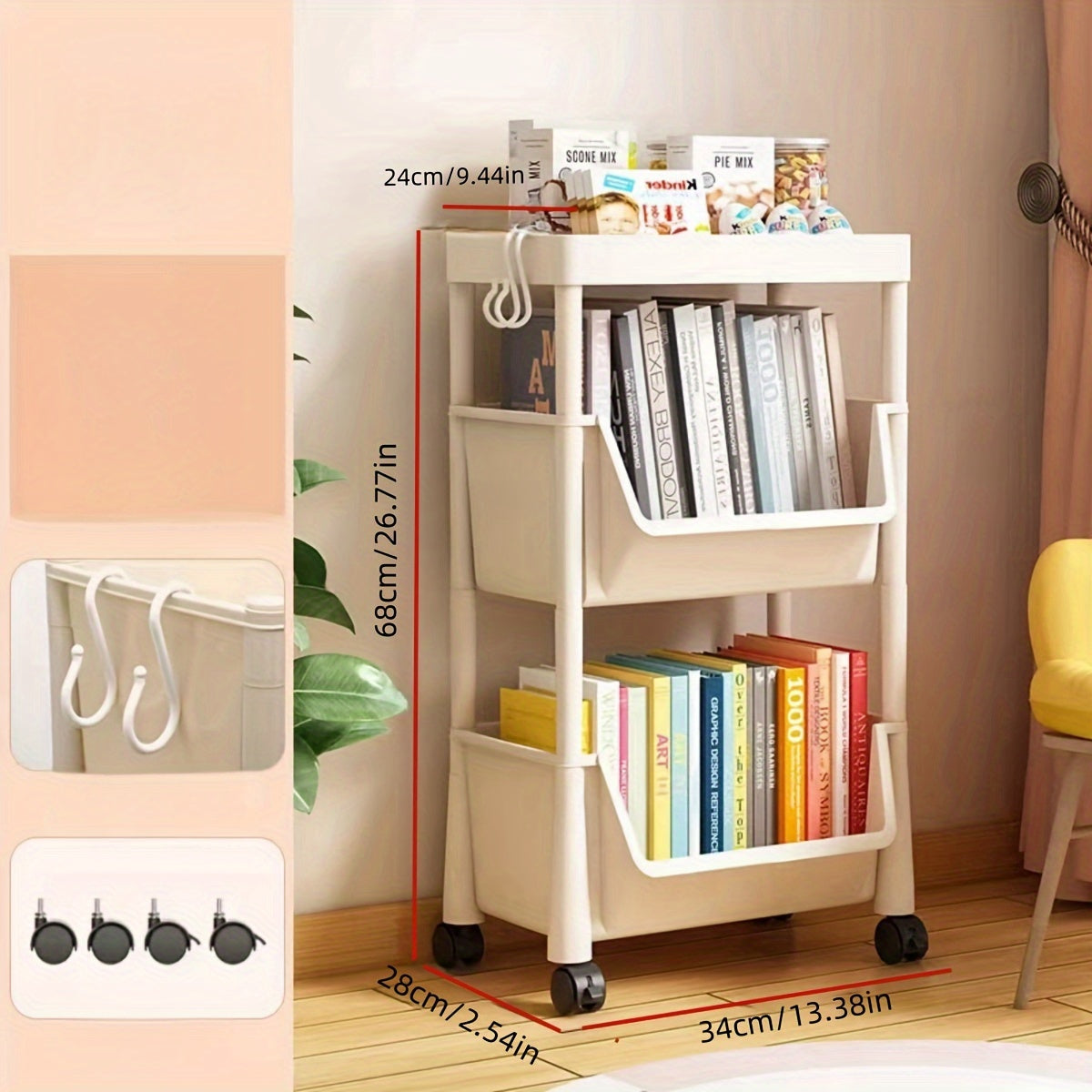 3-Layer Storage Shelf for Kitchen, Office, Dorm - Floor Standing, Portable