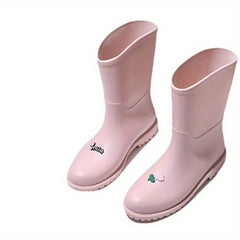PVC Solid Rain Boots Lightweight Non Slip Water Shoes Mid Calf Boots