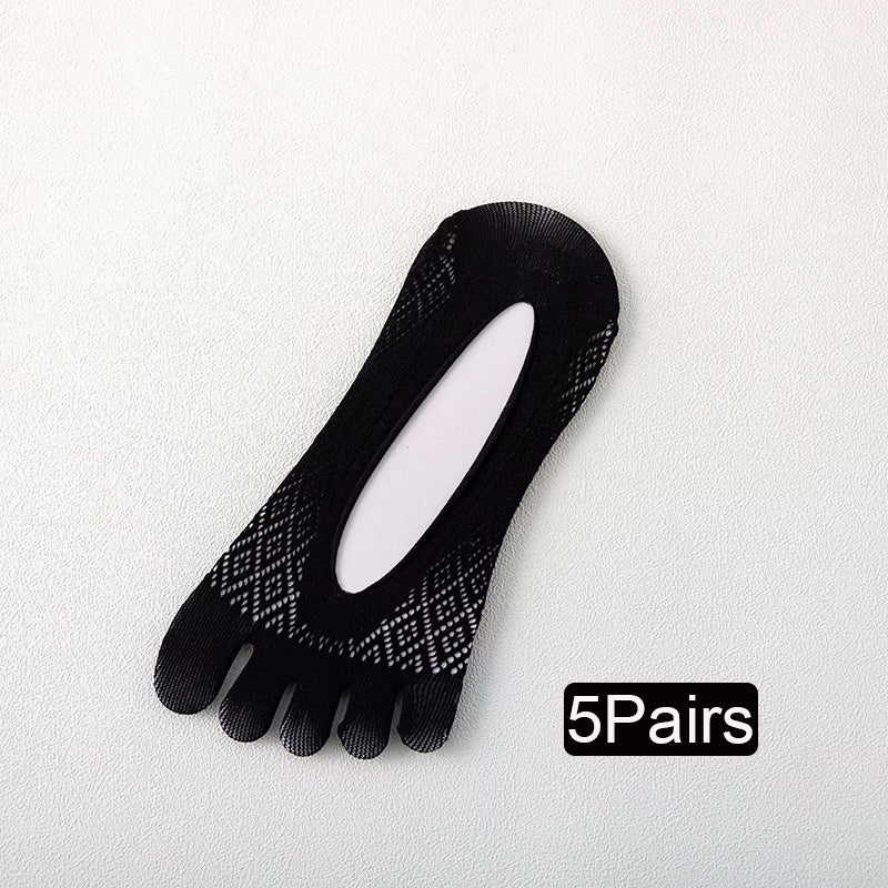 5 Pairs Lace No Show Socks Low Cut Toe Separated Women's Stockings