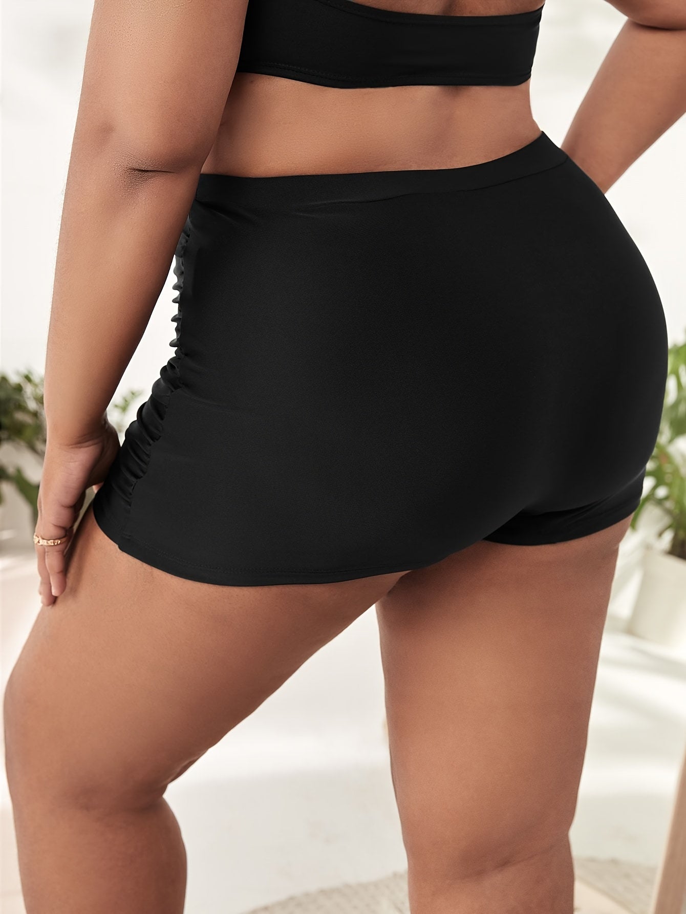 Ruched High Waist Tummy Control Beach Shorts