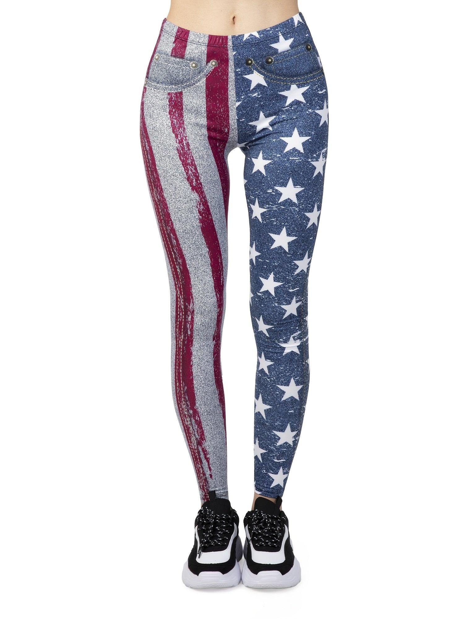 Sexy Flag Jean Print Leggings High Waist Slim Leggings