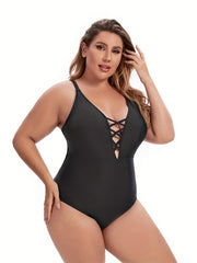 Criss Cross Cut Out One Piece Swimsuit